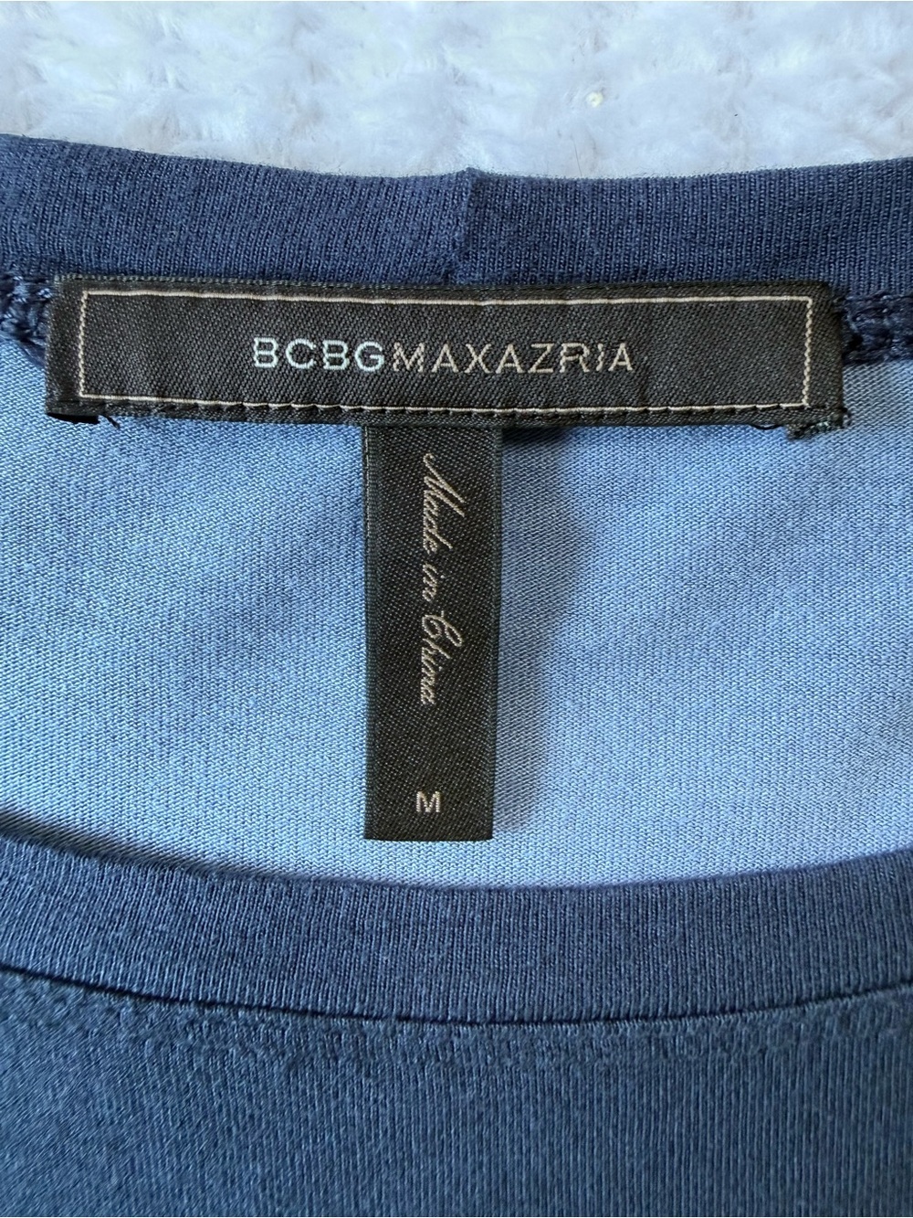 BCBGMaxAzria Two-Tone Blue Long Sleeve Top Size Medium - Picture 7 of 10